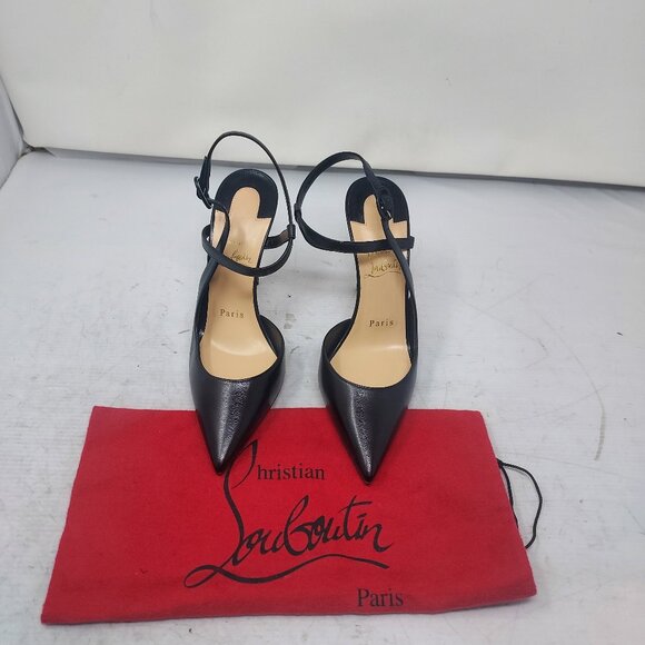 Christian Louboutin Black Jenlove Ankle Strap Pointed Toe Pump - Picture 5 of 13